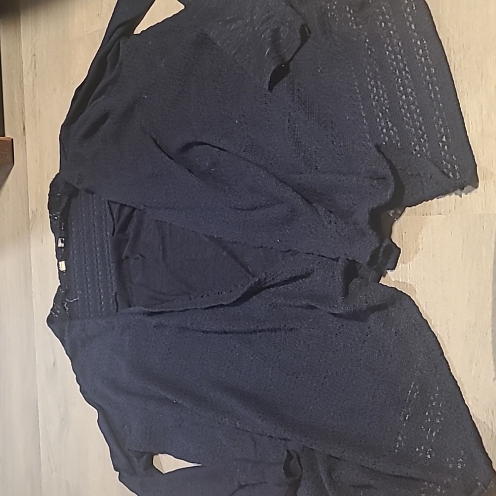 A1. Dark blue knit cardigan